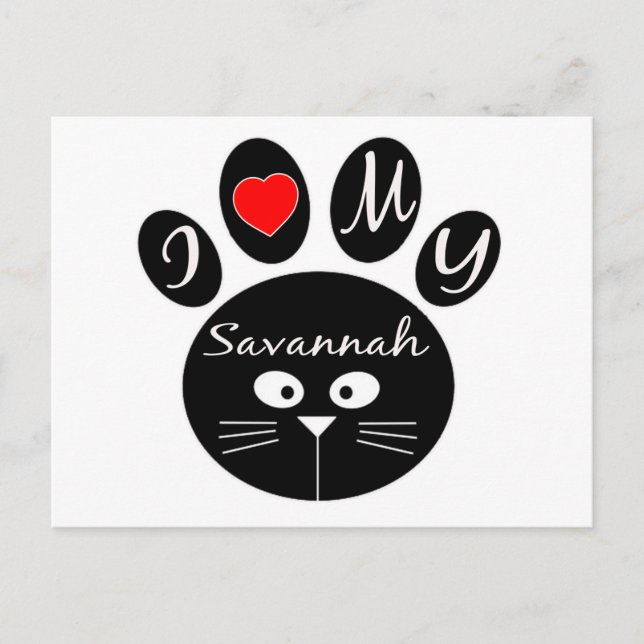 Carte Postale j'aime ma Savannah (Devant)