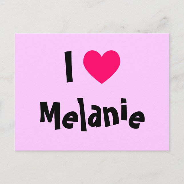 Carte Postale J'aime Melanie (Devant)