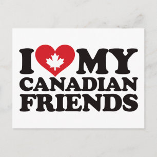 Carte Postale J'aime mes amis canadiens