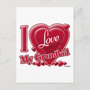 Carte Postale J'Aime Mes Coeurs Rouges Enfants