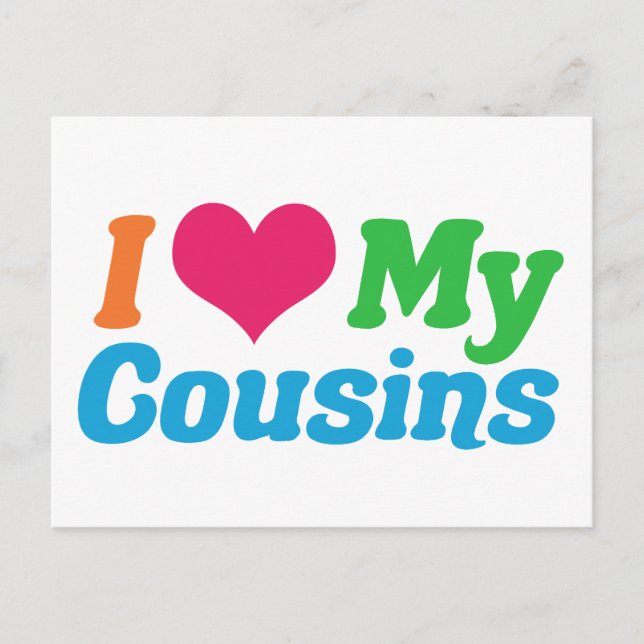 Carte Postale J'Aime Mes Cousins (Devant)