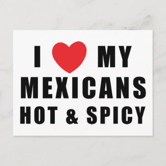 Carte Postale J'aime mes Mexicains chaud et épicé