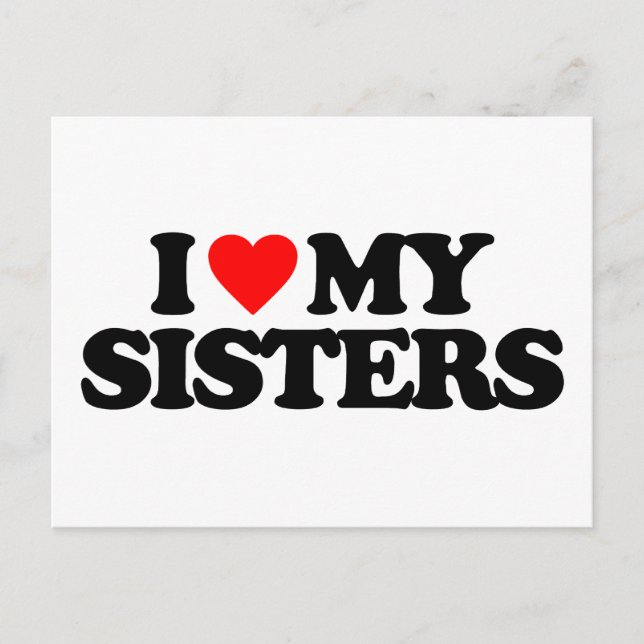 CARTE POSTALE J'AIME MES SOEURS (Devant)