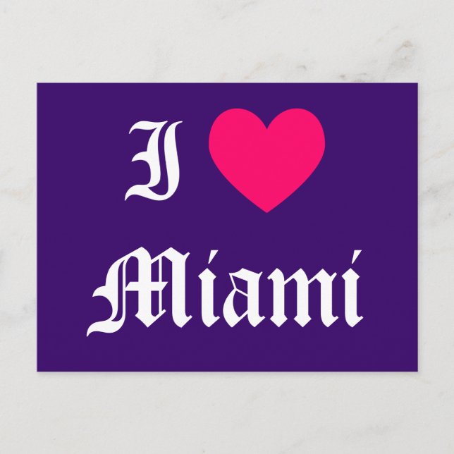 Carte Postale J'aime Miami (Devant)