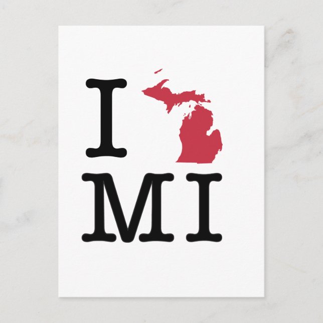 Carte Postale J'aime Michigan (Devant)
