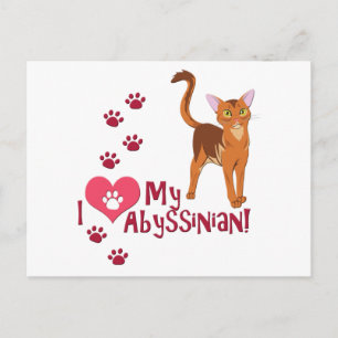 Carte Postale J'Aime Mon Abyssinais !