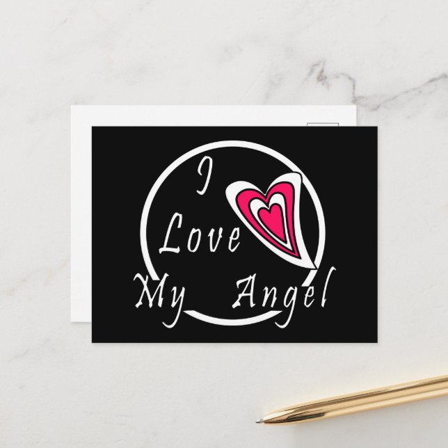 Carte Postale J'aime mon Ange (Devant/Arrière en situation)