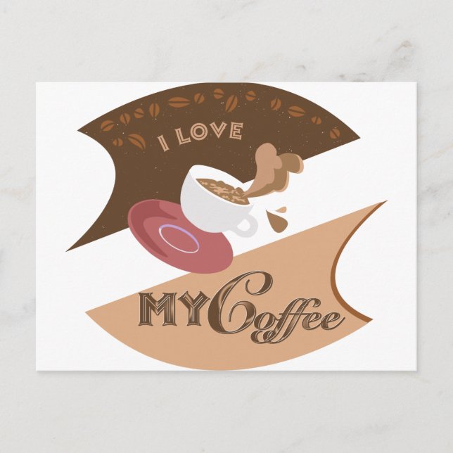 Carte Postale J'aime mon café Retro Java (Devant)
