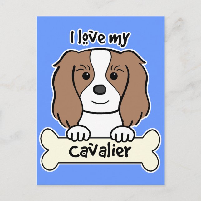 Carte Postale J'Aime Mon Cavalier Roi Charles Spaniel (Devant)