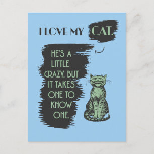 Carte Postale J'aime mon chat