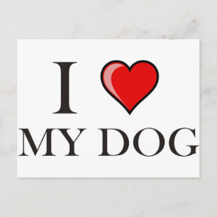 Carte Postale J'aime mon chien