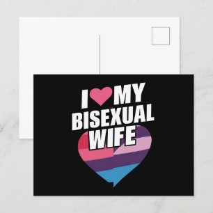Carte Postale J'aime mon épouse bisexuelle Fierté Bi Drapeau Bis