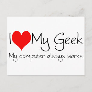 Carte Postale J'aime mon geek