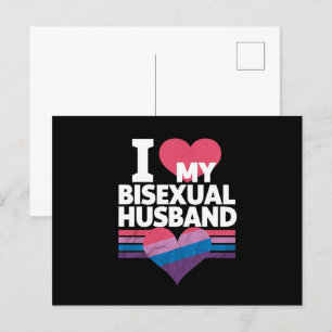 Carte Postale J'aime mon mari bisexuel Fierté Bi Drapeau Bisexue