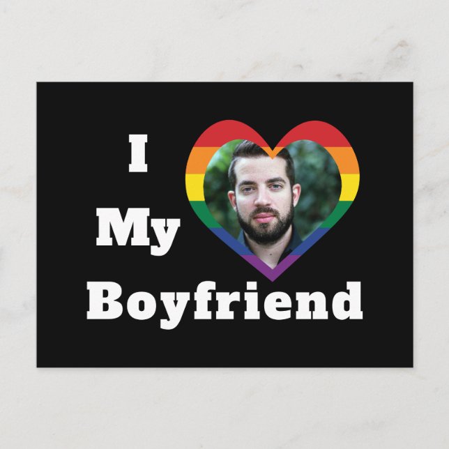 Carte Postale J'aime mon petit ami Gay Pride LGBTQ Photo personn (Devant)