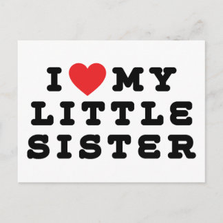 Carte Postale J'Aime Mon Petit Cadeau Soeur