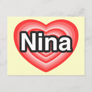 Carte Postale J'aime Nina. Je t'aime Nina. Cœur
