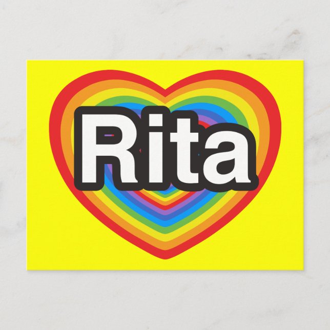 Carte Postale J'aime Rita. Je t'aime Rita. Cœur (Devant)