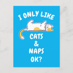 CARTE POSTALE J'AIME SEULEMENT LES CHATS ET LES NAPS D'ACCORD?