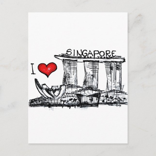 Carte Postale J'aime Singapour (Devant)