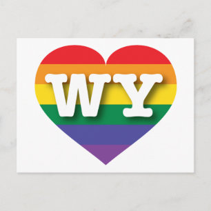 Carte Postale J'aime Wyoming Rainbow Heart