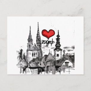 Carte Postale j'aime Zagreb