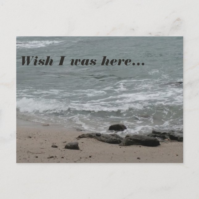 Carte Postale J'Aimerais Être Ici (plage) (Devant)
