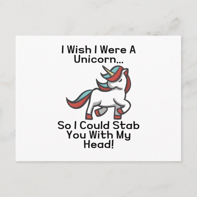 Carte Postale J'Aimerais Être Une Unicorne (Devant)