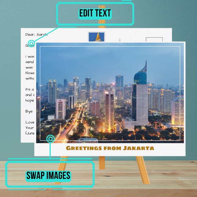 Carte Postale Jakarta Indonésie avec City & Skyline moderne (Share your experiences with these stylish template postcards.)