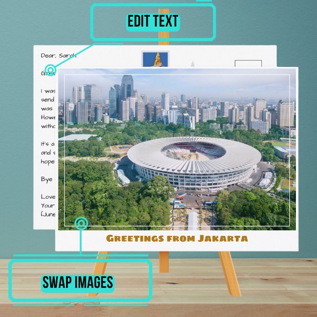 Carte Postale Jakarta Indonésie avec City & Skyline moderne (Share your experiences with these stylish template postcards.)