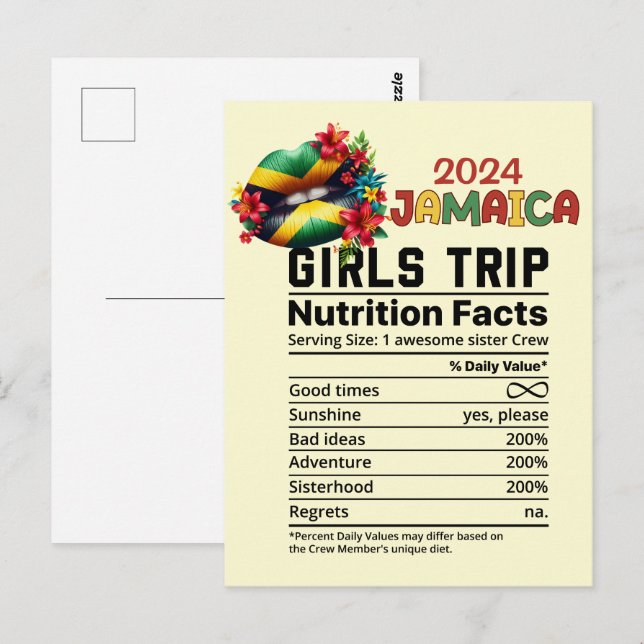 Carte Postale Jamaïque 2024 Le voyage des filles célèbre l'amiti (Devant / Derrière)