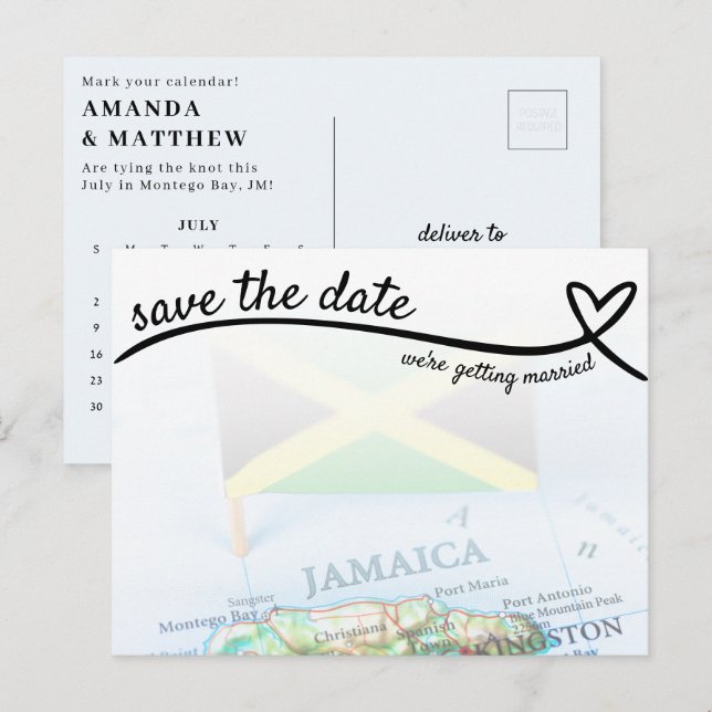 Carte Postale Jamaïque Destination Wedding Enregistrer la date (Devant / Derrière)