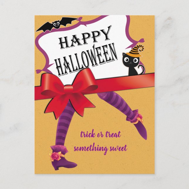 Carte Postale jambes de sorcière Halloween (Devant)