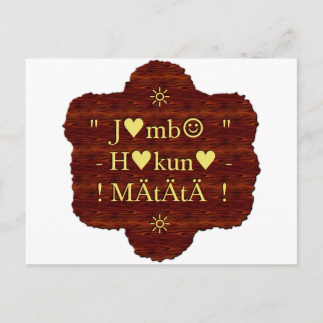 Carte Postale Jambo Hakuna Matata : Art africain Imprimer/Graphi (Devant)