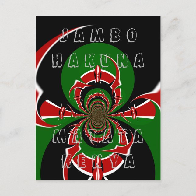 Carte Postale Jambo HAKUNA MATATA Kenya Black Red Green Fla Art (Devant)