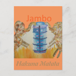 Carte Postale Jambo Jumbo African Kids Elephants Art Imprimer