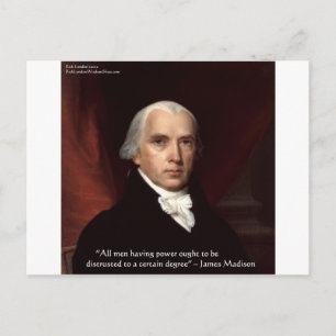 Carte Postale James Madison "Guerre et liberté" Citation de sage