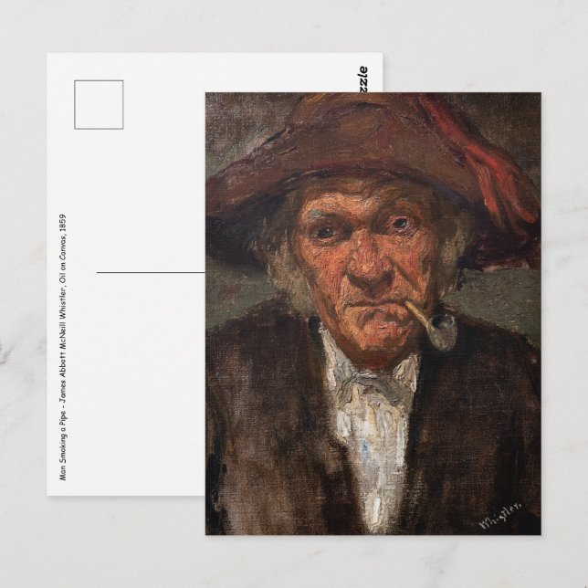 Carte Postale James Whistler - Un homme fume un tuyau (Devant / Derrière)