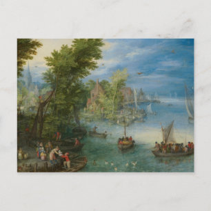 Carte Postale Jan Brueghel l'Ancien - Paysage fluvial