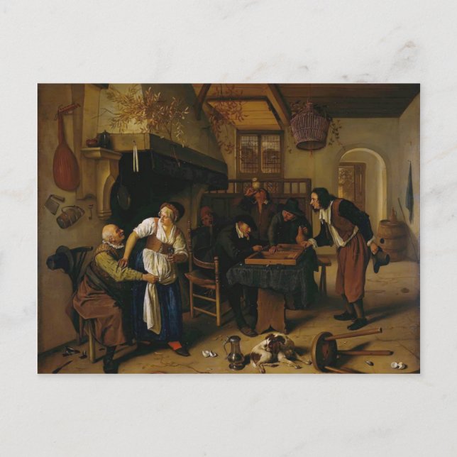 Carte Postale Jan Steen - Dans la taverne (Devant)