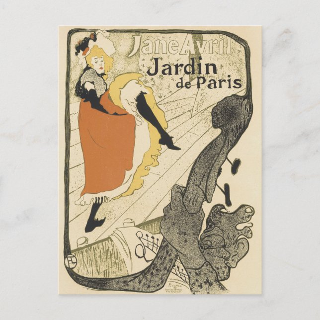 Carte Postale Jane Avril de la danseuse Art nouveau par Toulouse (Devant)