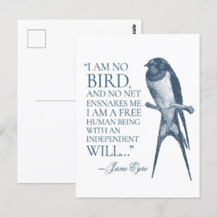 Carte Postale Jane Eyre - Je ne suis pas un oiseau - hirondelle