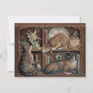 Carte Postale Janet Kruskamp Chats sur la bibliothèque