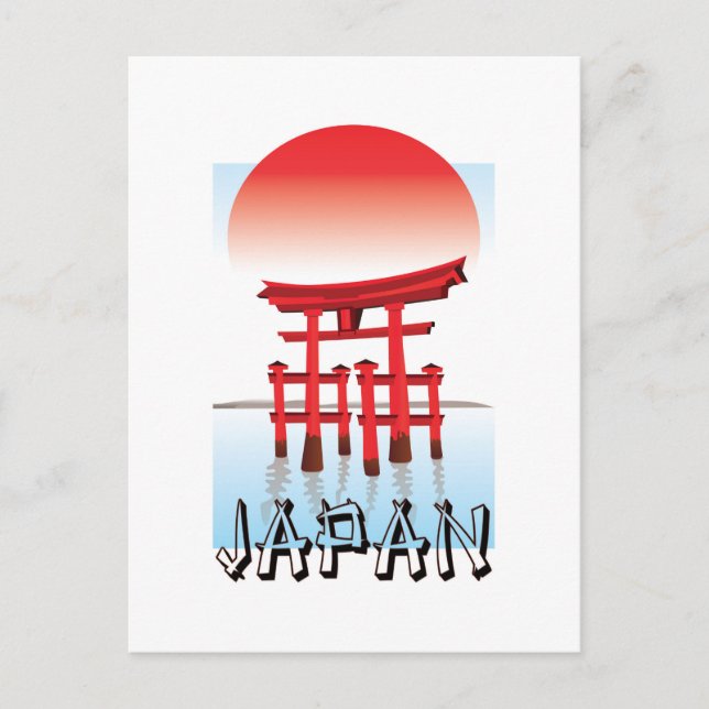 Carte Postale Japon, Torii Gate au coucher du soleil, (Devant)