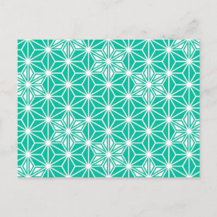 Carte Postale Japonais Asanoha motif - bleu paon