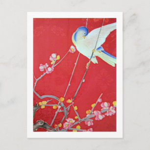 Carte Postale Japonais KIMONO Textile, Bluebird