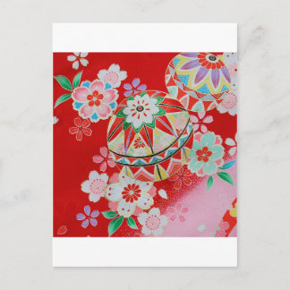 Carte Postale Japonais KIMONO Textile, motif floral