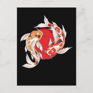 Carte Postale Japonais Koi Poisson Art Pêcheur Aquaculture