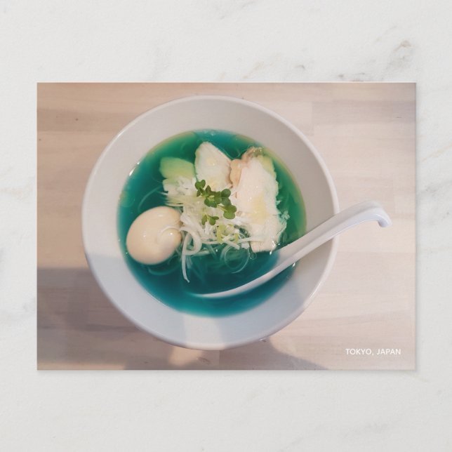 Carte Postale Japonais Ramen Nouilles Bleu Photo Tokyo Japon (Devant)