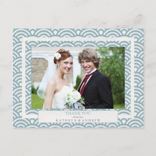 Carte Postale Japonais Seigaiha Mariage Merci / Photo personnali (Devant)